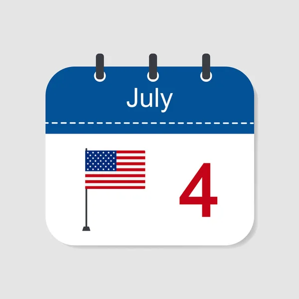 Calendar Icon July 4Th Independence Day United States America Vector — Stock Vector