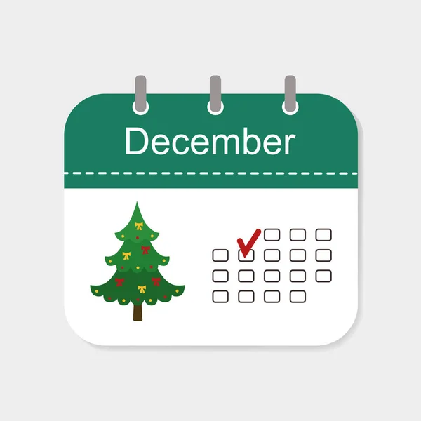 Календарь Значок Декабрь Шаблоном Изолированы Белом Фоне Векторная Иллюстрация — стоковый вектор