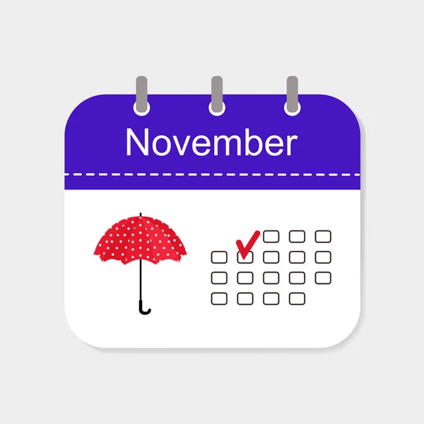 Kalendersymbol November Mit Isoliertem Muster Auf Weißem Hintergrund Vektorillustration — Stockvektor