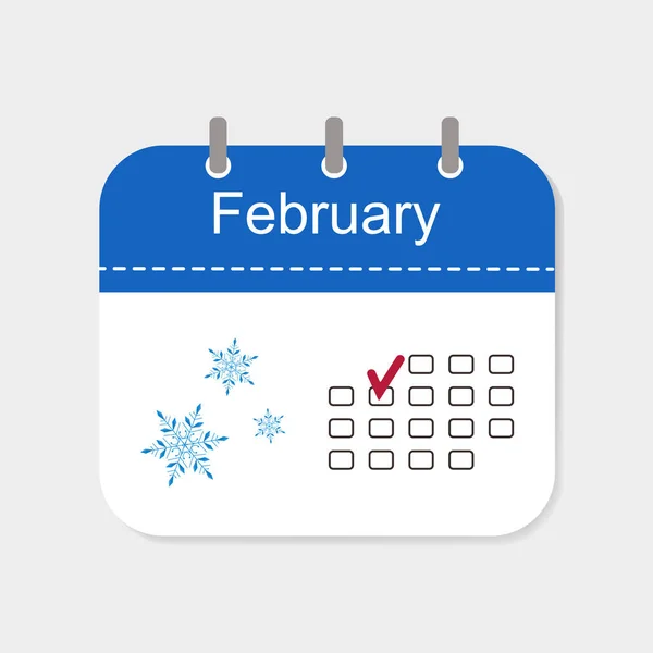 Иконка Календаря Февраль Рисунком Изолированы Белом Фоне Векторная Иллюстрация — стоковый вектор