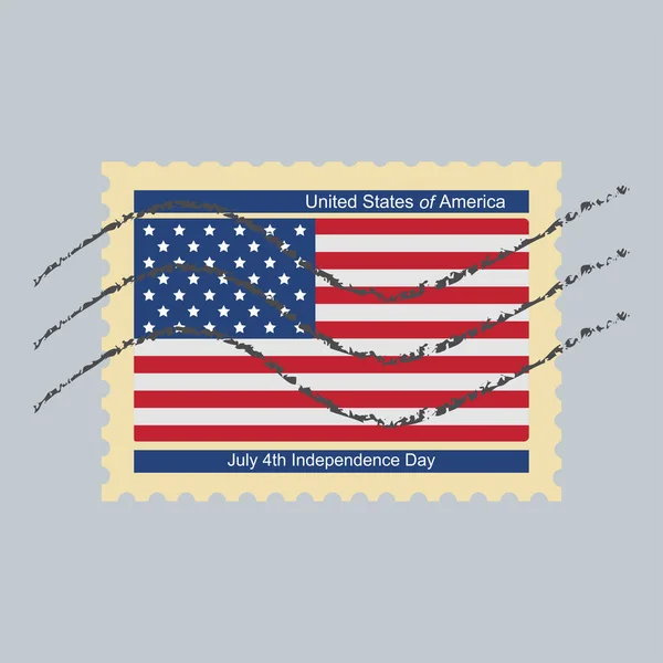 Selo Correio Julho Dia Independência Dos Estados Unidos América Ilustração — Vetor de Stock