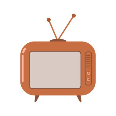 Çizgi film tarzında beyaz arkaplanda izole edilmiş Retro TV seti. Vektör illüstrasyonu