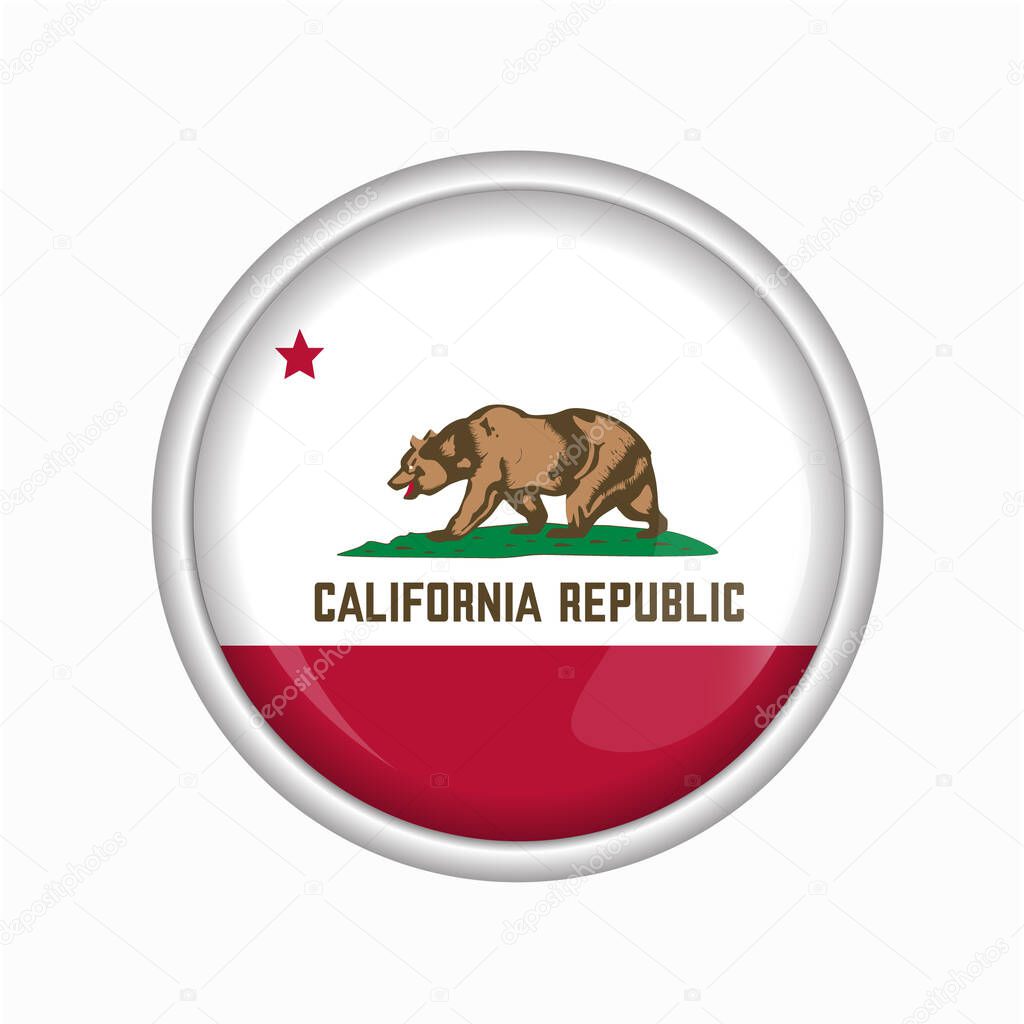 California Flag Badge with light gray border 
