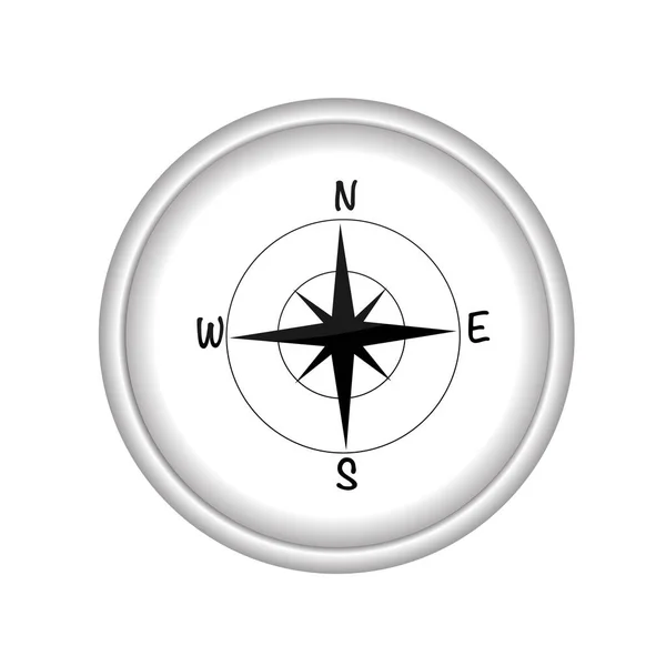 Kompass Taste Mit Grauem Rand Ikone Des Schwarzen Kompasses — Stockvektor