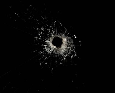 Glass with cracks and a hole from firearms clipart