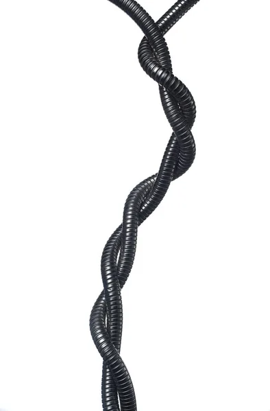 白と黒の背景にクロムの波形 未来的な金属接続管 — ストック写真