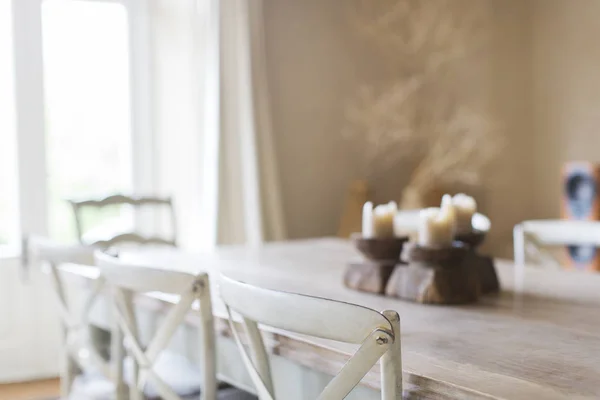 Candles Dining Table Rustic House — Stock Photo, Image