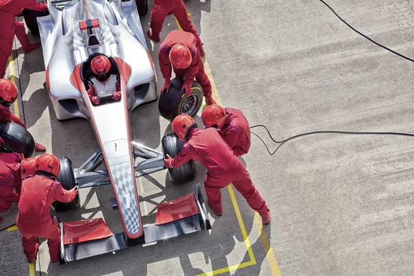 Wyścigi Zespół Pracujący Pit Stop — Zdjęcie stockowe