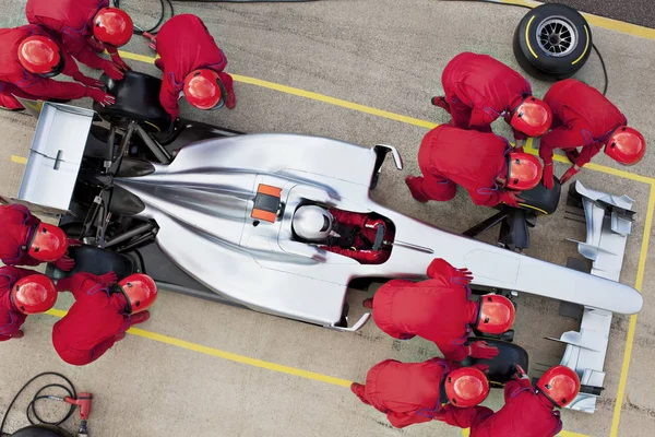 Racing Team Working Pit Stop — Stock Photo, Image