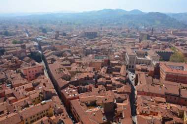 Asinelli Kulesi 'nden Bologna kentinin panoramik manzarası, Emilia-Romag