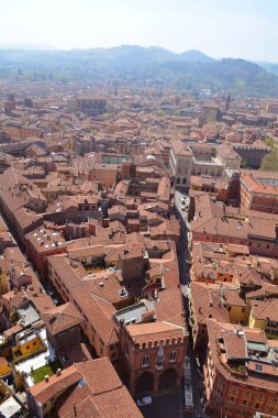 Asinelli Kulesi 'nden Bologna kentinin panoramik manzarası, Emilia-Romag
