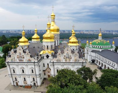 Kiev, Ukrayna. Pechersk Lavra Manastırı panoramik manzarası. Unesco mirası