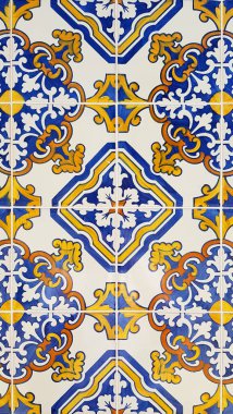 Portekizce azulejo tarzı dekore seramik karolar arka plan