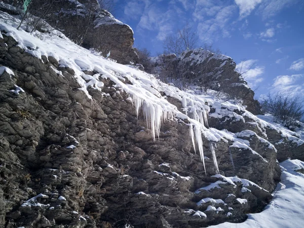 Rock Com Geadas Essas Rochas Mostram Forte Efeito Frio Minha — Fotografia de Stock