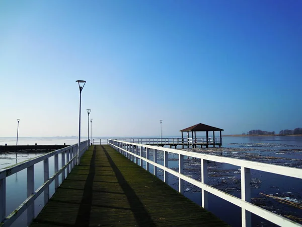 Houten Pier Het Meer Polen — Stockfoto