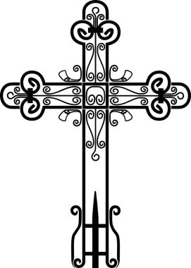 Çapraz, siyah-beyaz vektör çizimi