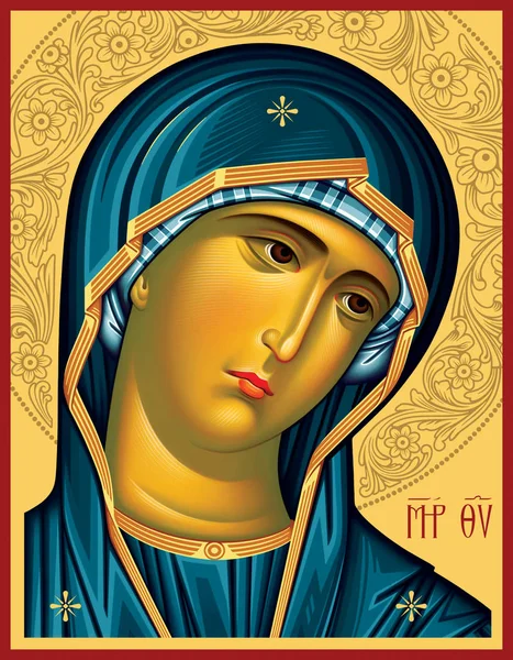 Mother of God Oplechnaya icon. Color illustration