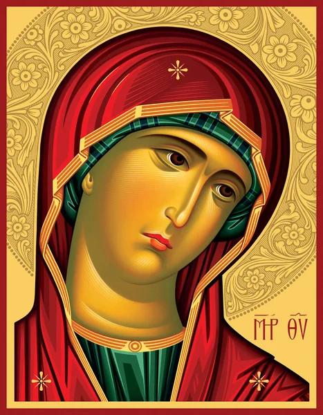 Оплечная икона Божией Матери. Цветная иллюстрация — стоковое фото
