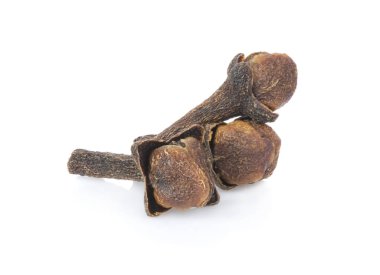 beyaz arkaplanda kuru karanfiller