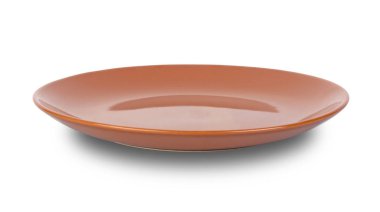 Boş seramik yuvarlak beyaz kırpma yoluyla izole plaka.