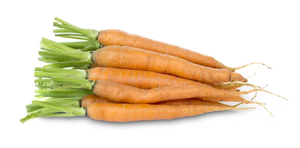 Carottes Fraîches Isolées Sur Fond Blanc Avec Chemin Coupe — Photo