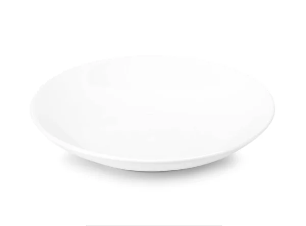 Empty Ceramic Plate Isolated White Clipping Path — Stock Photo, Image