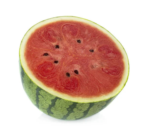 Polovinu Čerstvého Melounu Izolovaných Bílém Pozadí — Stock fotografie