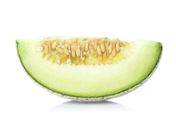 Plátek Zelený Meloun Meloun Izolovaných Bílém Pozadí — Stock fotografie