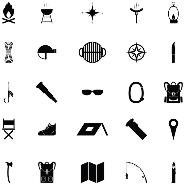 Das Icon Set Für Den Campingplatz — Stockvektor