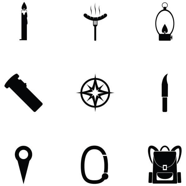 Das Icon Set Für Den Campingplatz — Stockvektor