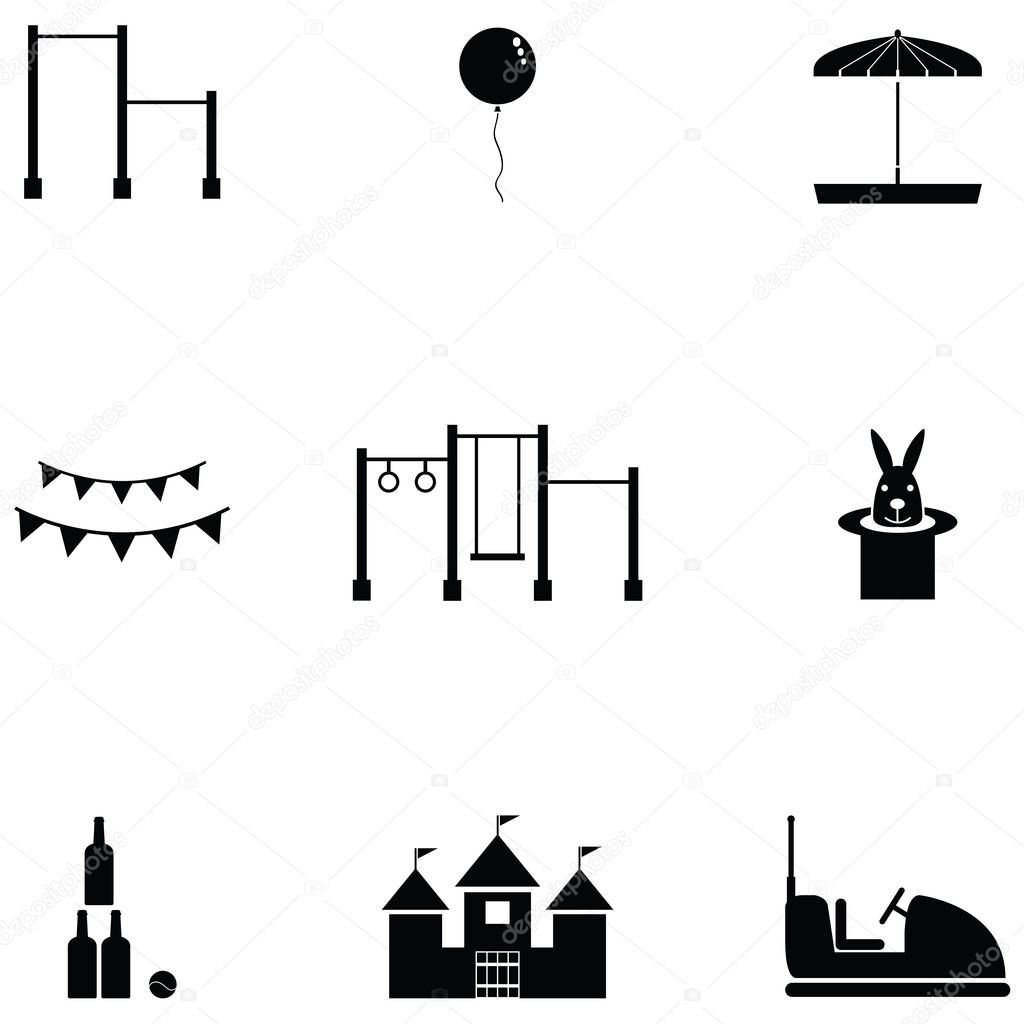 amusement park icon set