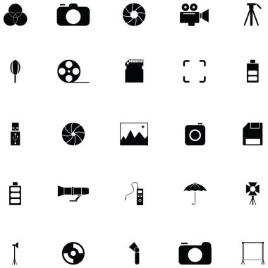 Fotoğrafik ekipman Icon set
