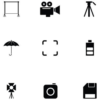Fotoğrafik ekipman Icon set