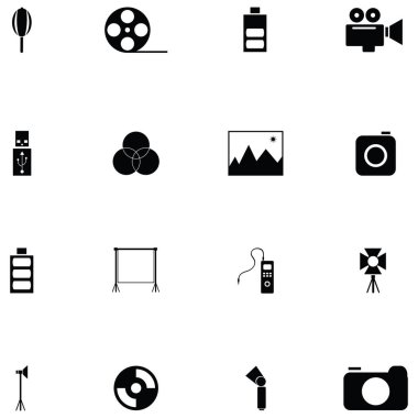 Fotoğrafik ekipman Icon set