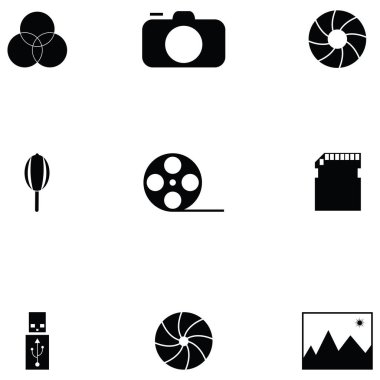 Fotoğrafik ekipman Icon set