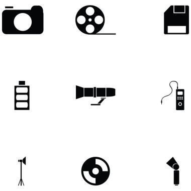Fotoğrafik ekipman Icon set
