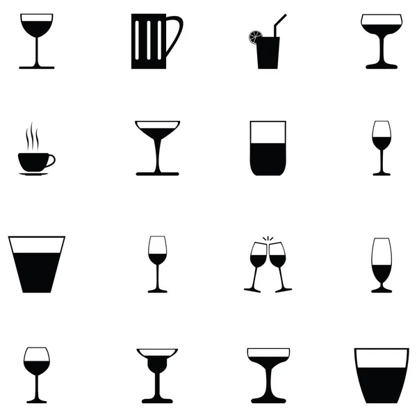 Verre Boisson Icône Ensemble — Image vectorielle