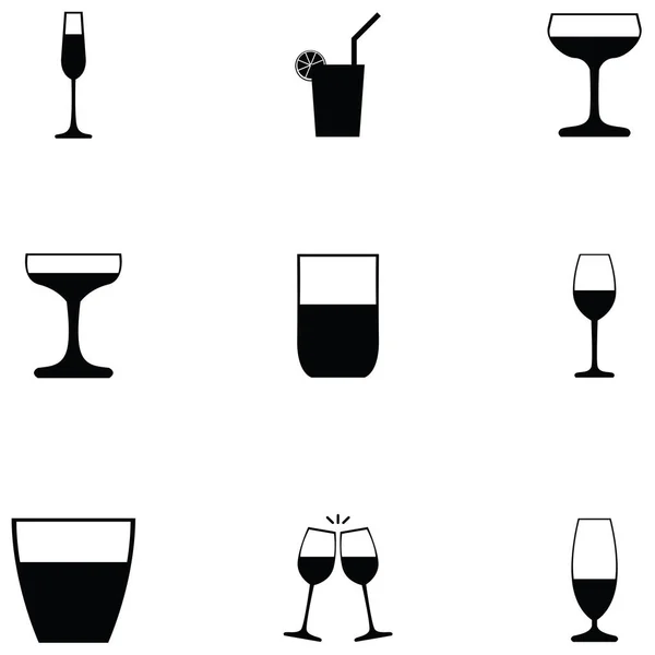 Verre Boisson Icône Ensemble — Image vectorielle