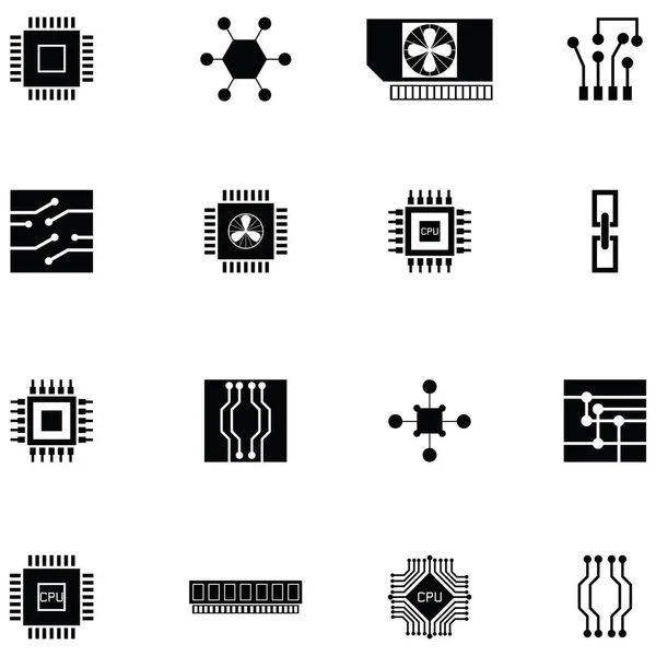 Icona Del Microchip Impostata — Vettoriale Stock
