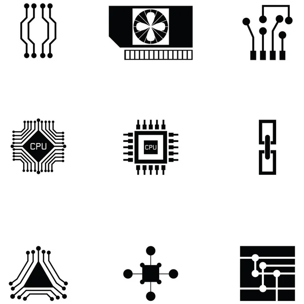 Conjunto Iconos Microchip — Archivo Imágenes Vectoriales