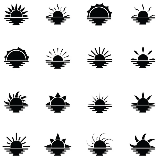 Zonsondergang Pictogrammenset — Stockvector