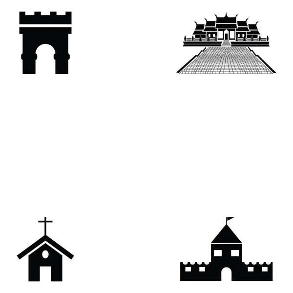 Conjunto Iconos Del Edificio — Archivo Imágenes Vectoriales