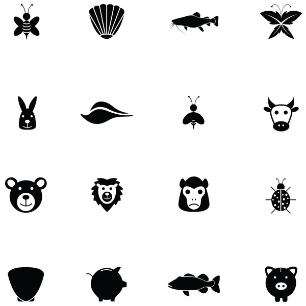 Jeu Icônes Animaux — Image vectorielle