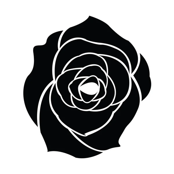 Schwarze Silhouette Der Rose — Stockvektor