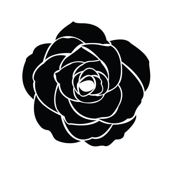 Schwarze Silhouette Der Rose — Stockvektor
