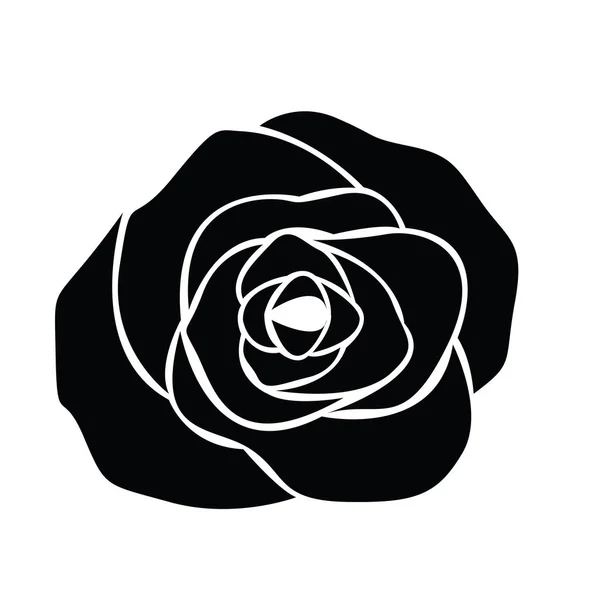 Černá Silueta Růže — Stockový vektor