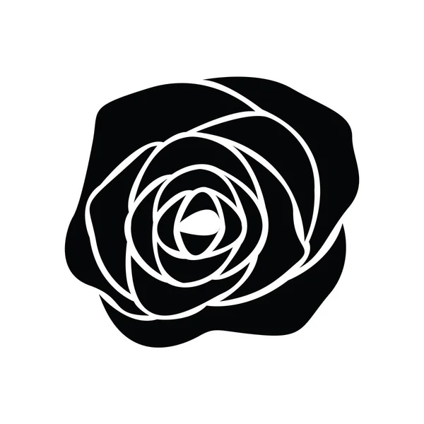 Schwarze Silhouette Der Rose — Stockvektor