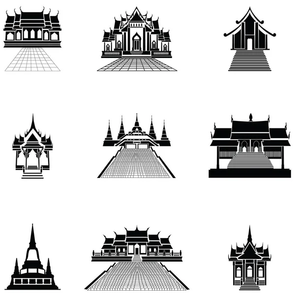 Pagode Tempel Silhouet Zwart Pictogram — Stockvector