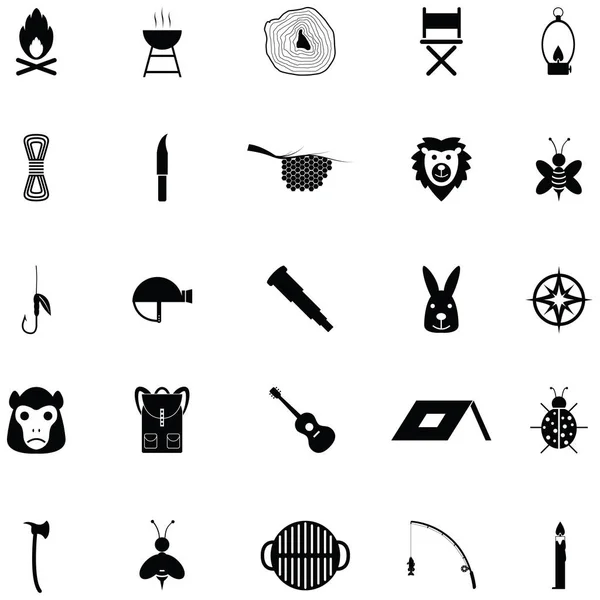 Das Icon Set Für Den Campingplatz — Stockvektor