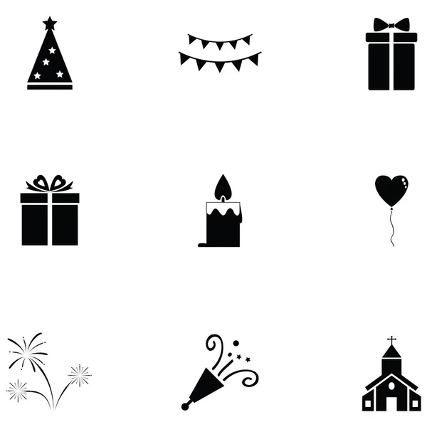 Set Icone Capodanno — Vettoriale Stock